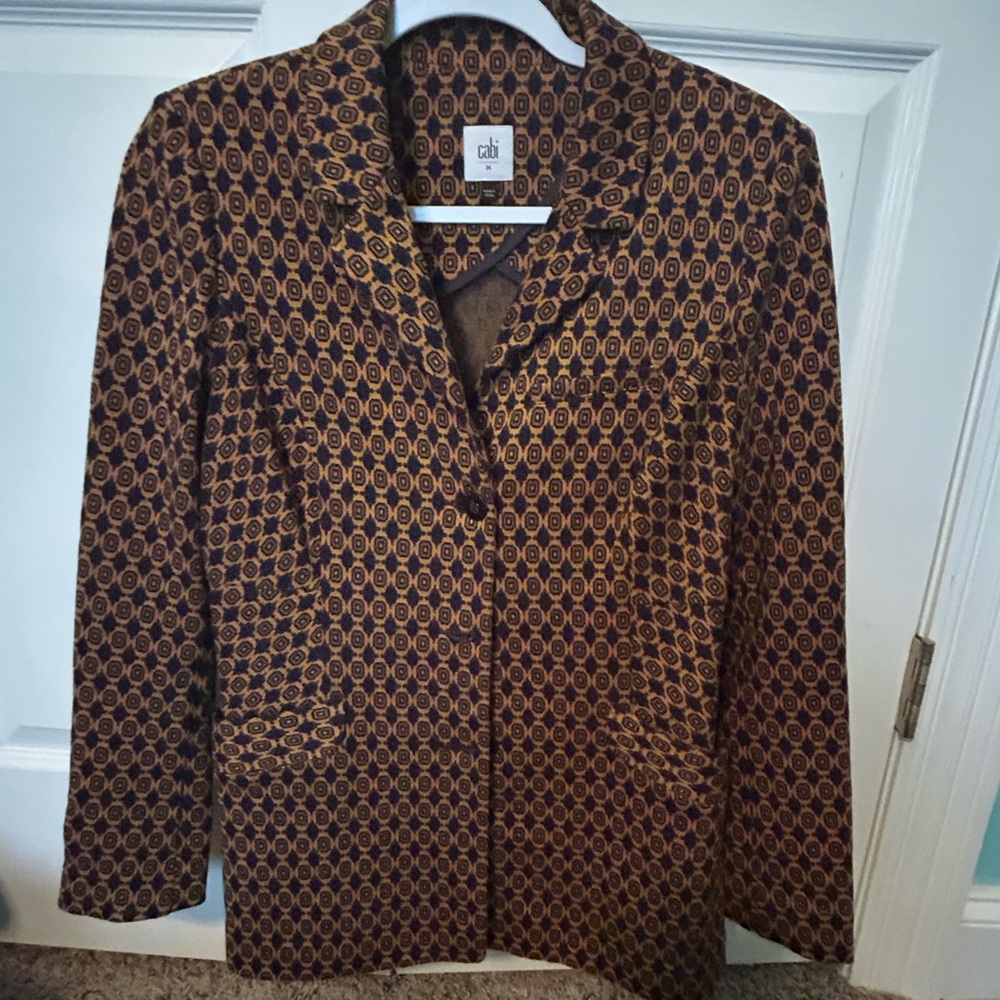 Cabi Women’s Black/Gold Patterned Blazer
